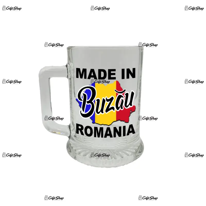 Made in buzau romania, halba cu mesaj
